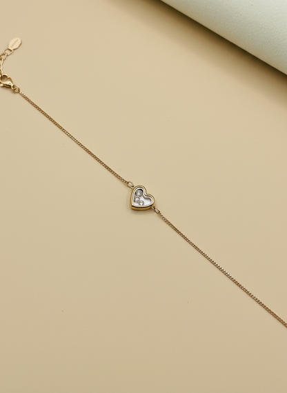 Rose Gold Floating Crystal Heart Bracelet