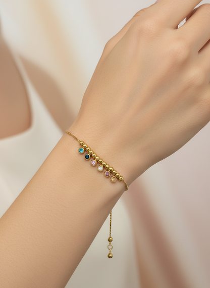 Gold Birthstone Dangle Charm Bracelet