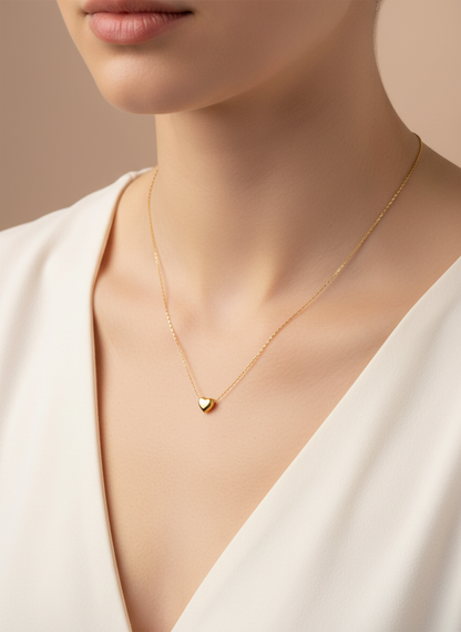 Gold Puffy Heart Minimalist Necklace