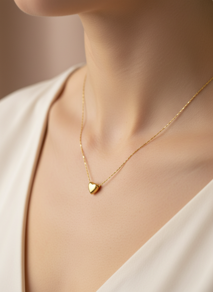 Gold Puffy Heart Minimalist Necklace