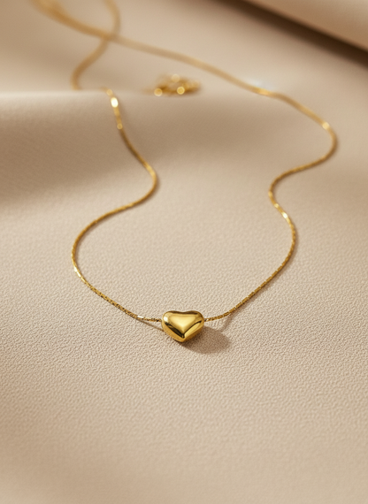 Gold Puffy Heart Minimalist Necklace