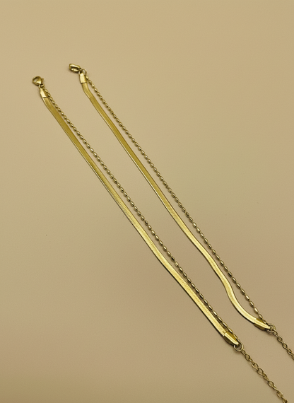 Gold Layered Snake & Bead Chain Anklet
