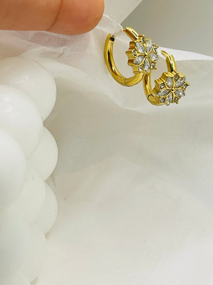 Gold Flower Hoop Earrings