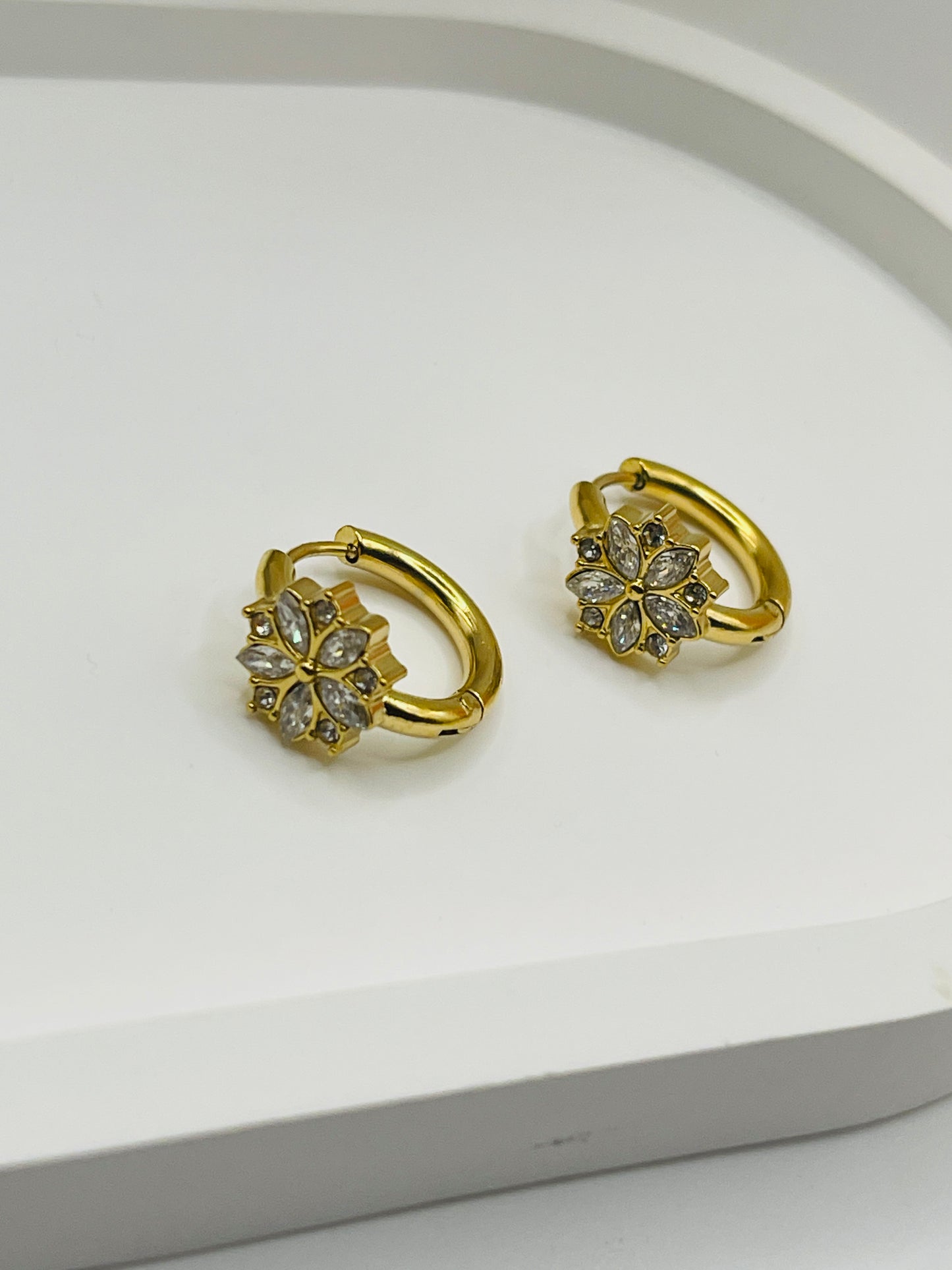 Gold Flower Hoop Earrings