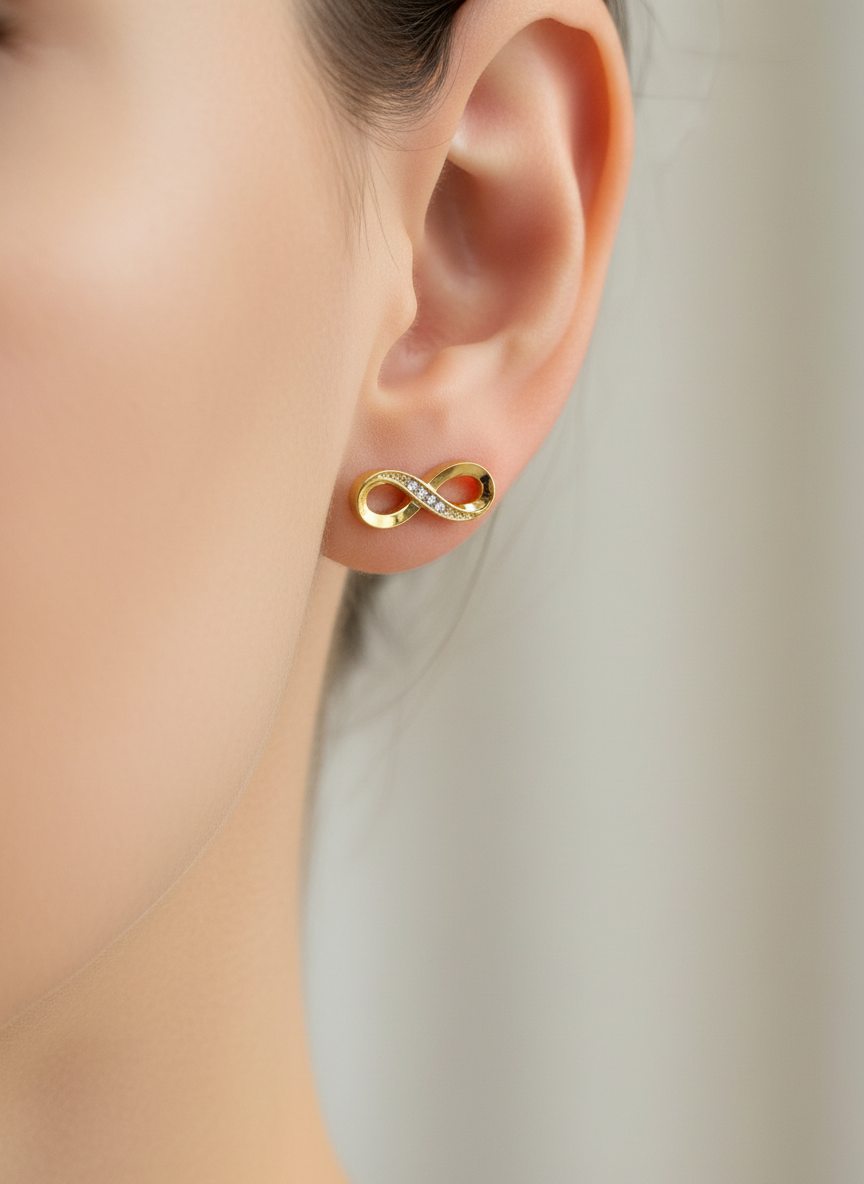 ♾️ Infinity Gold Stud Earrings