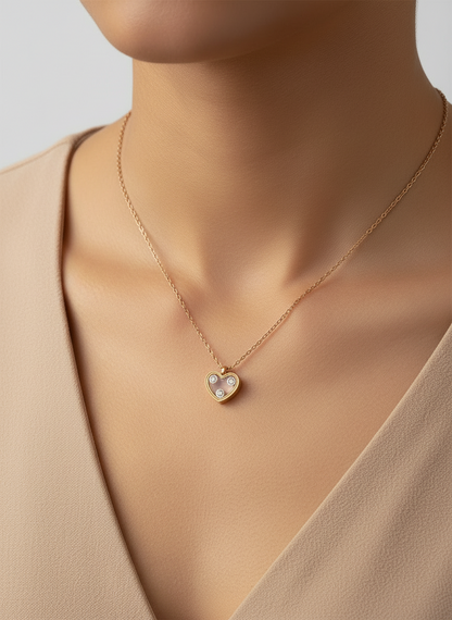 Rose Gold Floating Heart Pendant Necklace