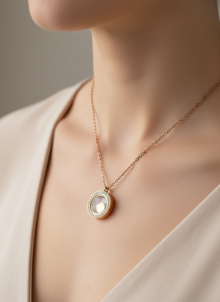 Rose Gold Halo Floating Charm Pendant