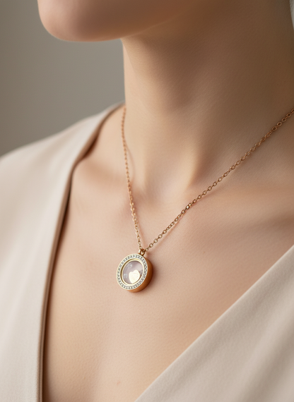 Rose Gold Halo Floating Charm Pendant