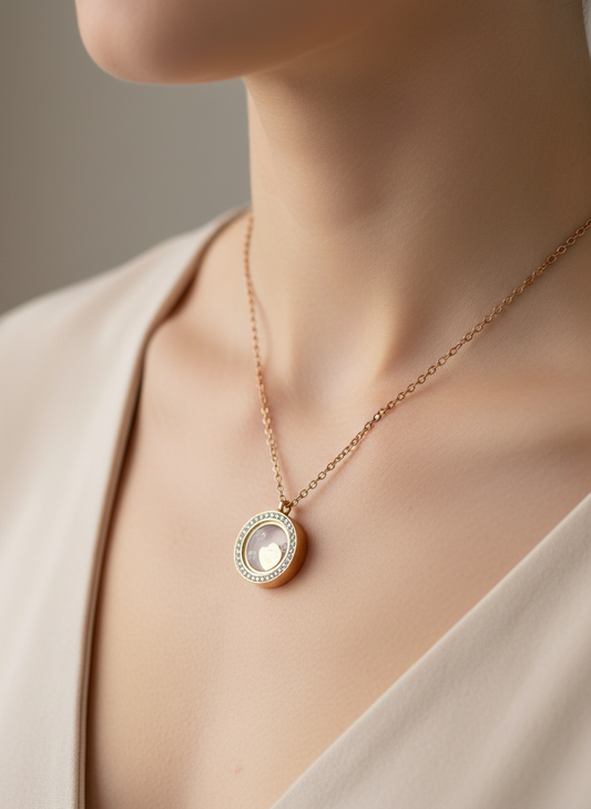 Rose Gold Halo Floating Charm Pendant