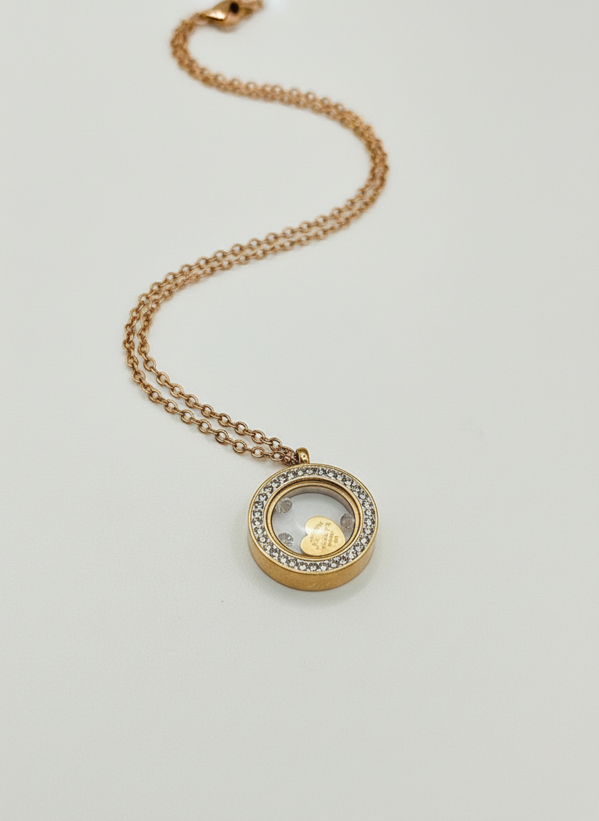 Rose Gold Halo Floating Charm Pendant