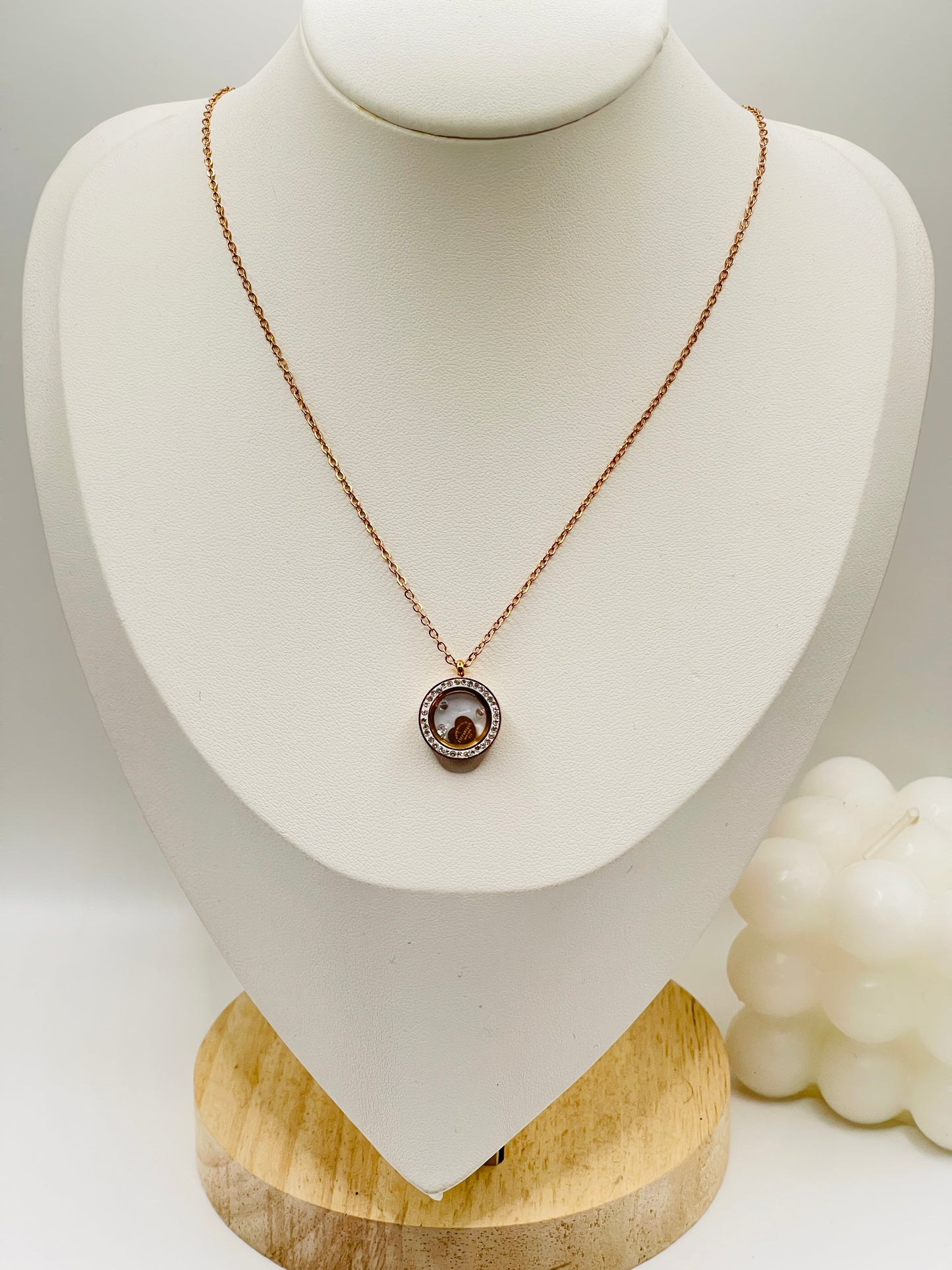 Rose Gold Halo Floating Charm Pendant