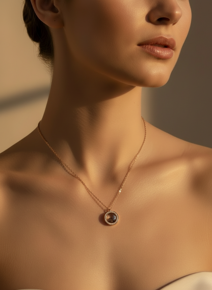Rose Gold Halo Floating Charm Pendant