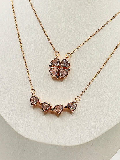 Rose Gold Convertible 2-in-1 Magnetic Clover Necklace