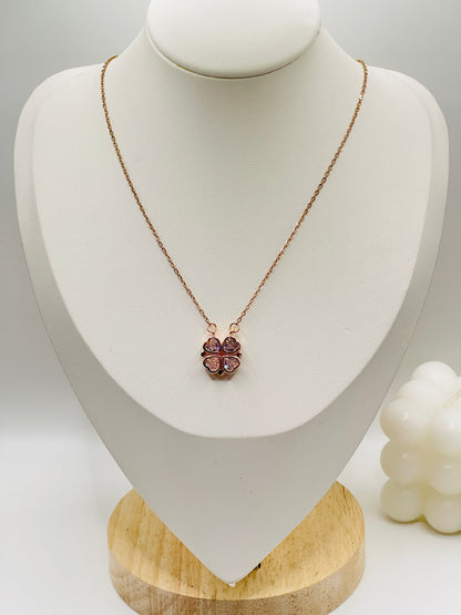 Rose Gold Convertible 2-in-1 Magnetic Clover Necklace