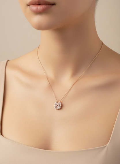 Rose Gold Convertible 2-in-1 Magnetic Clover Necklace