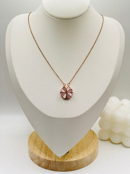 Rose Gold Convertible 2-in-1 Magnetic Clover Necklace