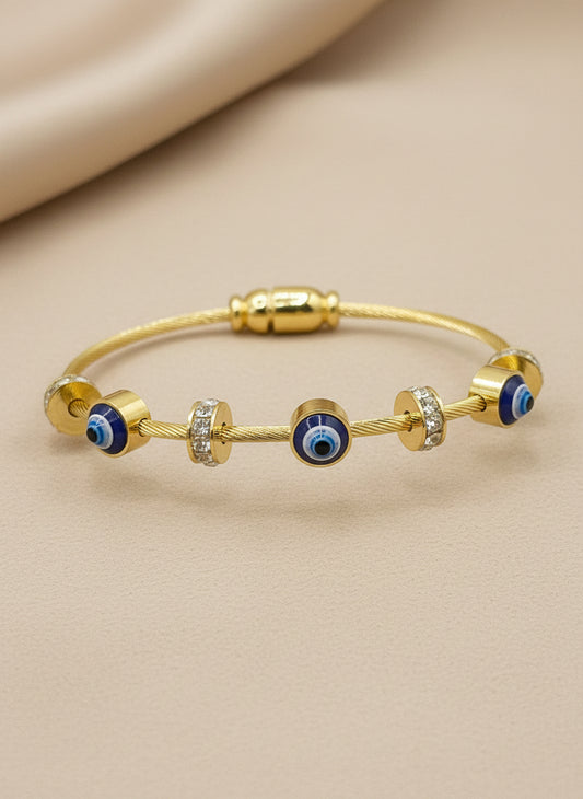Kids Gold Evil Eye Bangle