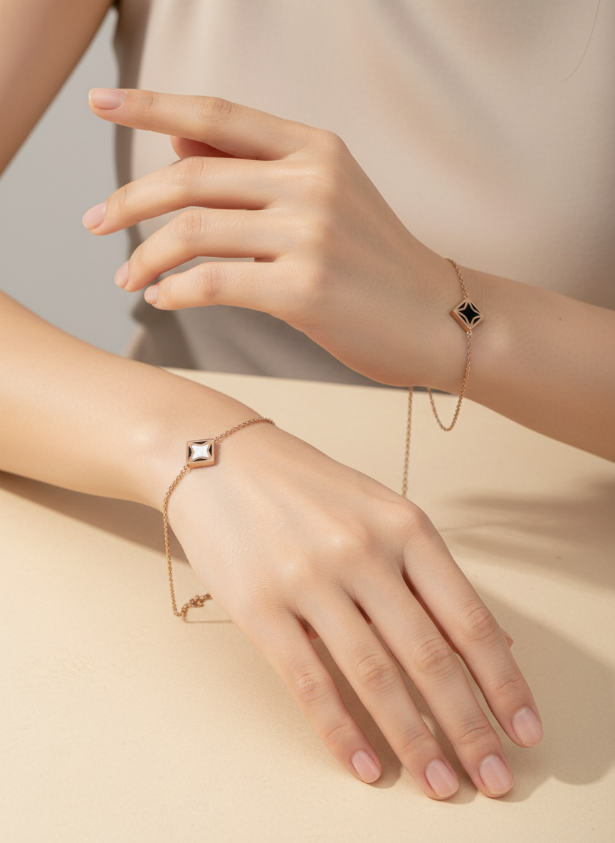 Rose Gold Reversible Double-Sided Charm Bracelet