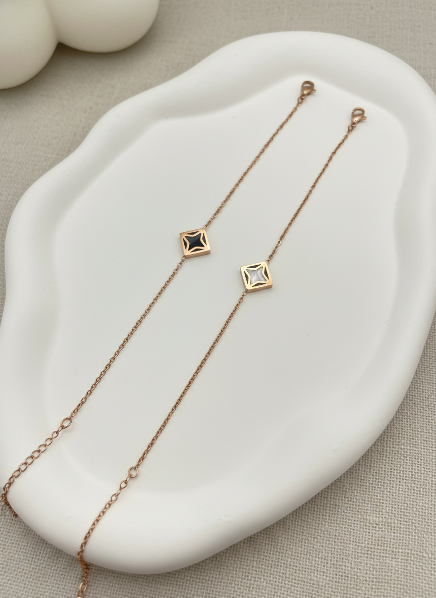 Rose Gold Reversible Double-Sided Charm Bracelet