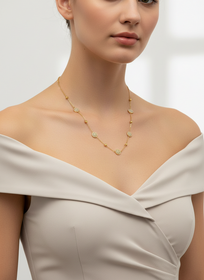 Golden Orbit Disc Necklace