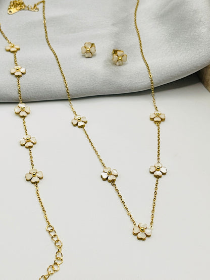 Gold Pearl Petal Chain Combo Set