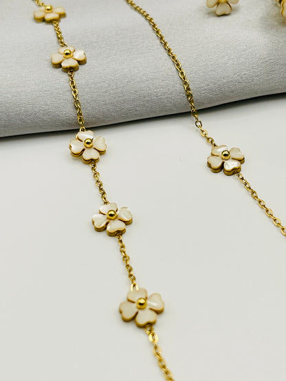 Gold Pearl Petal Chain Combo Set
