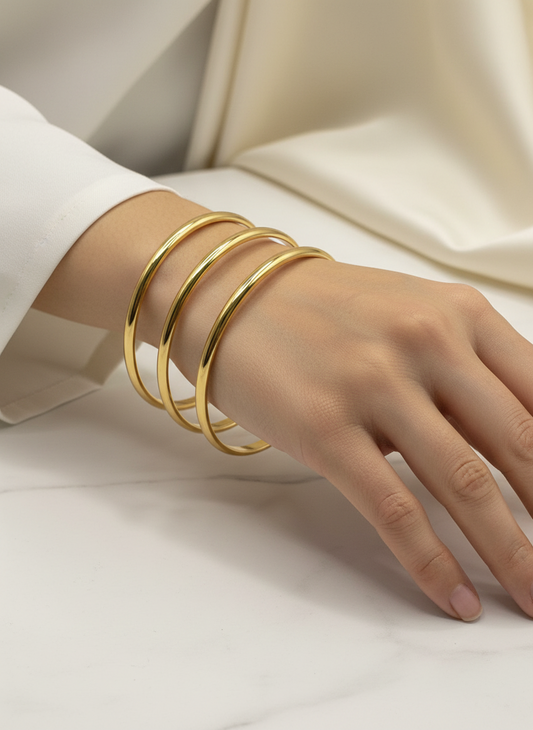 Classic Gold Stackable Bangle Set (3 Pcs)