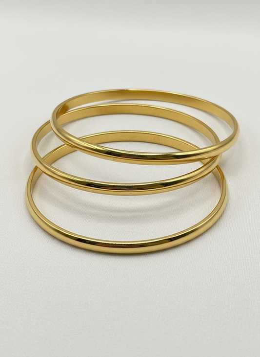 Classic Gold Stackable Bangle Set (3 Pcs)