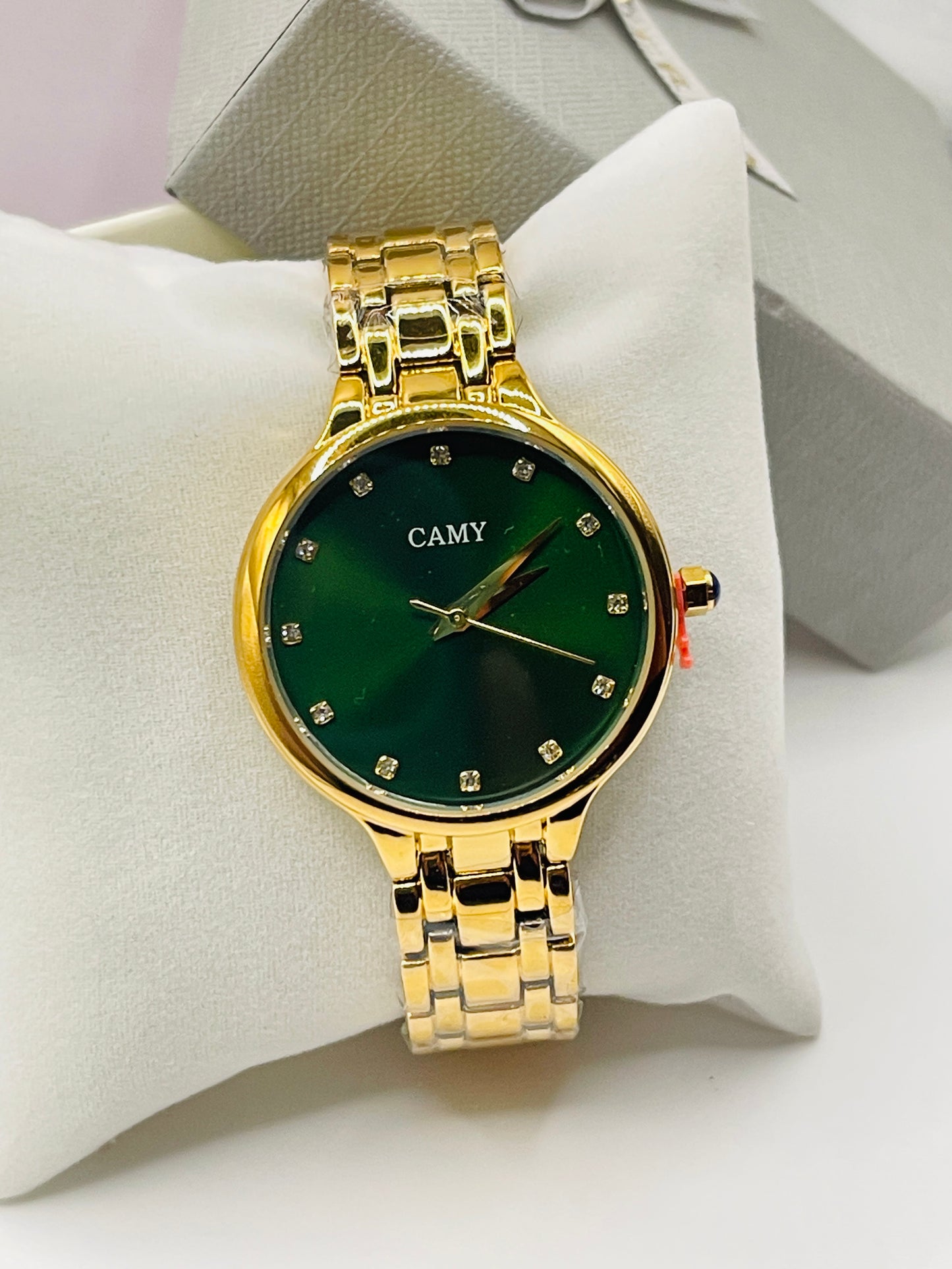 Gold-Tone Round Dial Link Watch