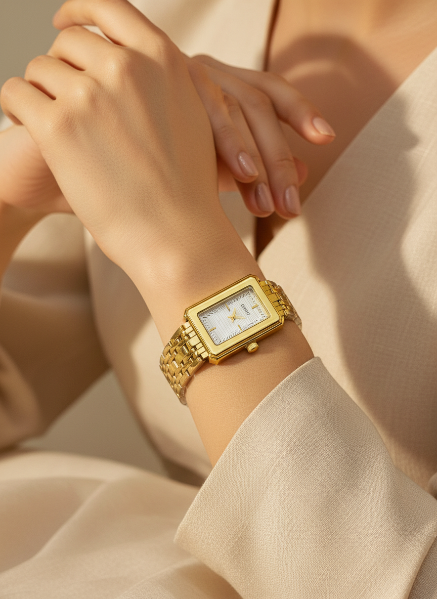 Gold-Tone Circuit Board Dial Dress Watch