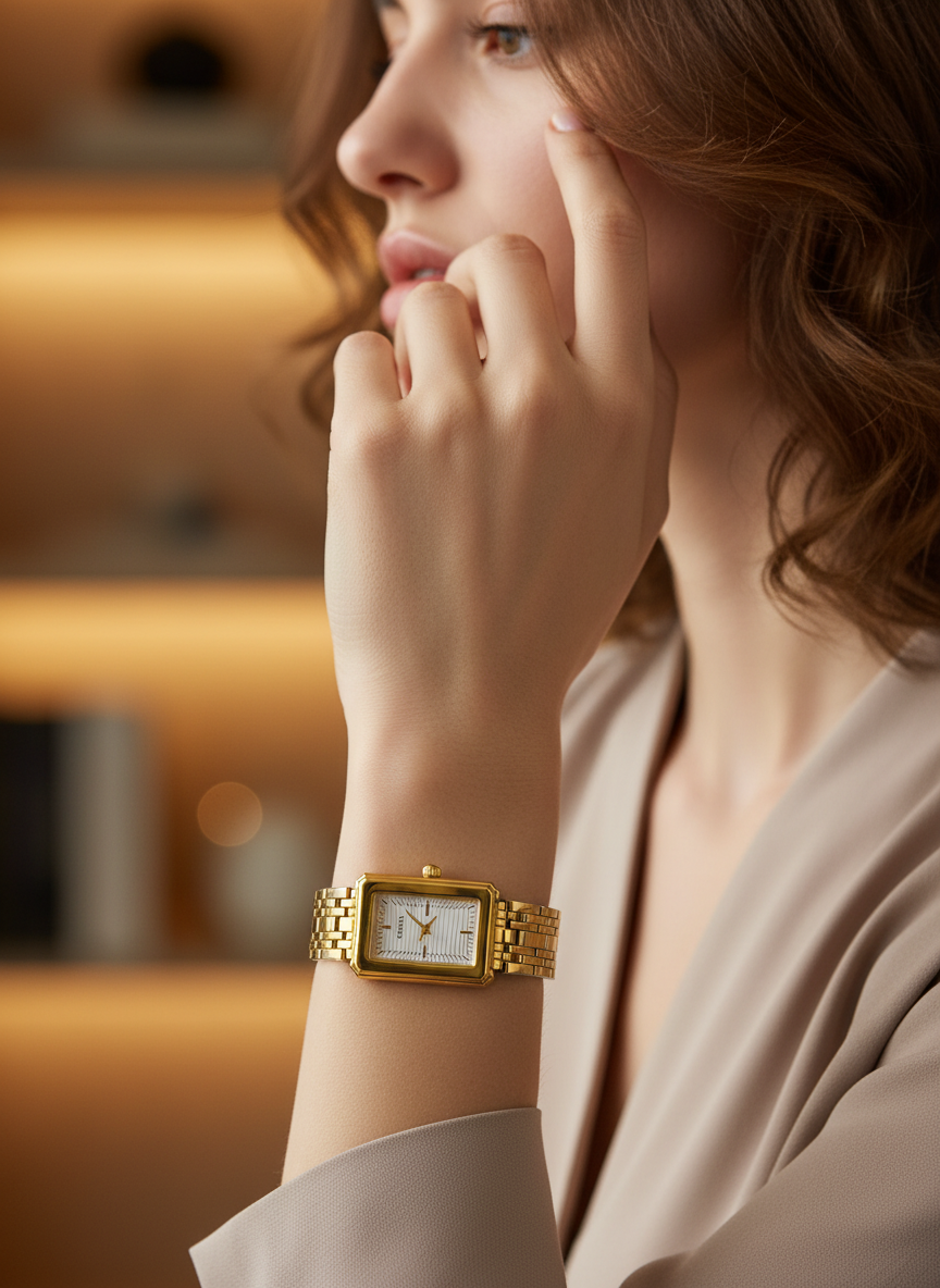 Gold-Tone Circuit Board Dial Dress Watch