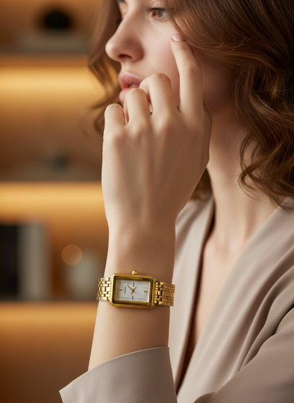 Gold-Tone Circuit Board Dial Dress Watch