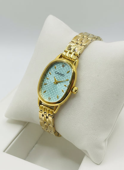 Vintage-Inspired Gold-Tone Oval Case Watch