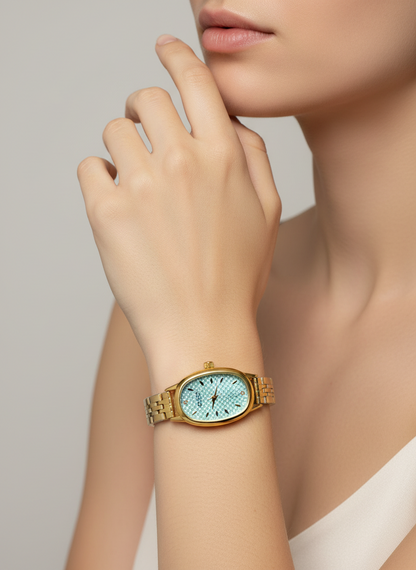 Vintage-Inspired Gold-Tone Oval Case Watch
