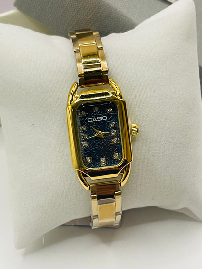 Casio Gold Tone Vintage Style Rectangle Watch