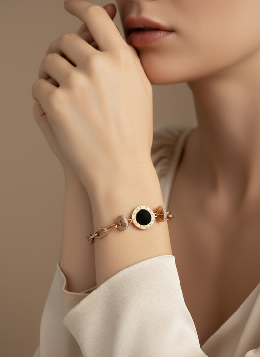 Rose Gold Roman Numeral Link Bracelet