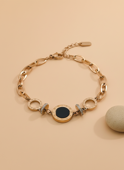 Rose Gold Roman Numeral Link Bracelet