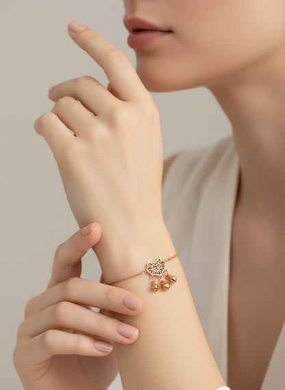 🍀 Rose Gold Longevity Lock Dangle Bracelet