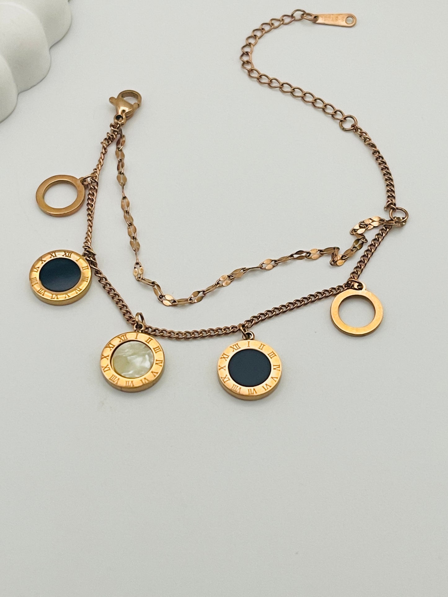 Rose Gold Double Layer Heart & Bar Bracelet