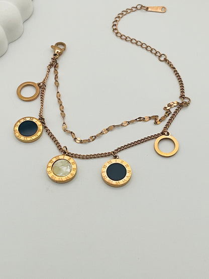 Rose Gold Double Layer Heart & Bar Bracelet