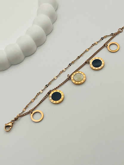 Rose Gold Double Layer Heart & Bar Bracelet