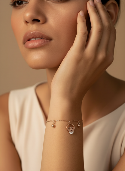 Rose Gold Double C Charm Bracelet