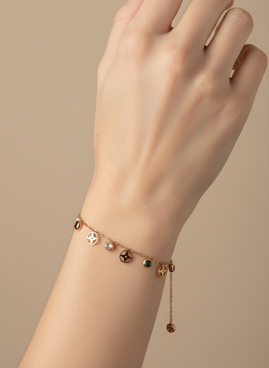 Rose Gold Monogram Bloom Bracelet