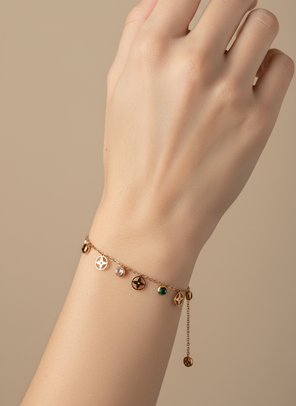 Rose Gold Monogram Bloom Bracelet