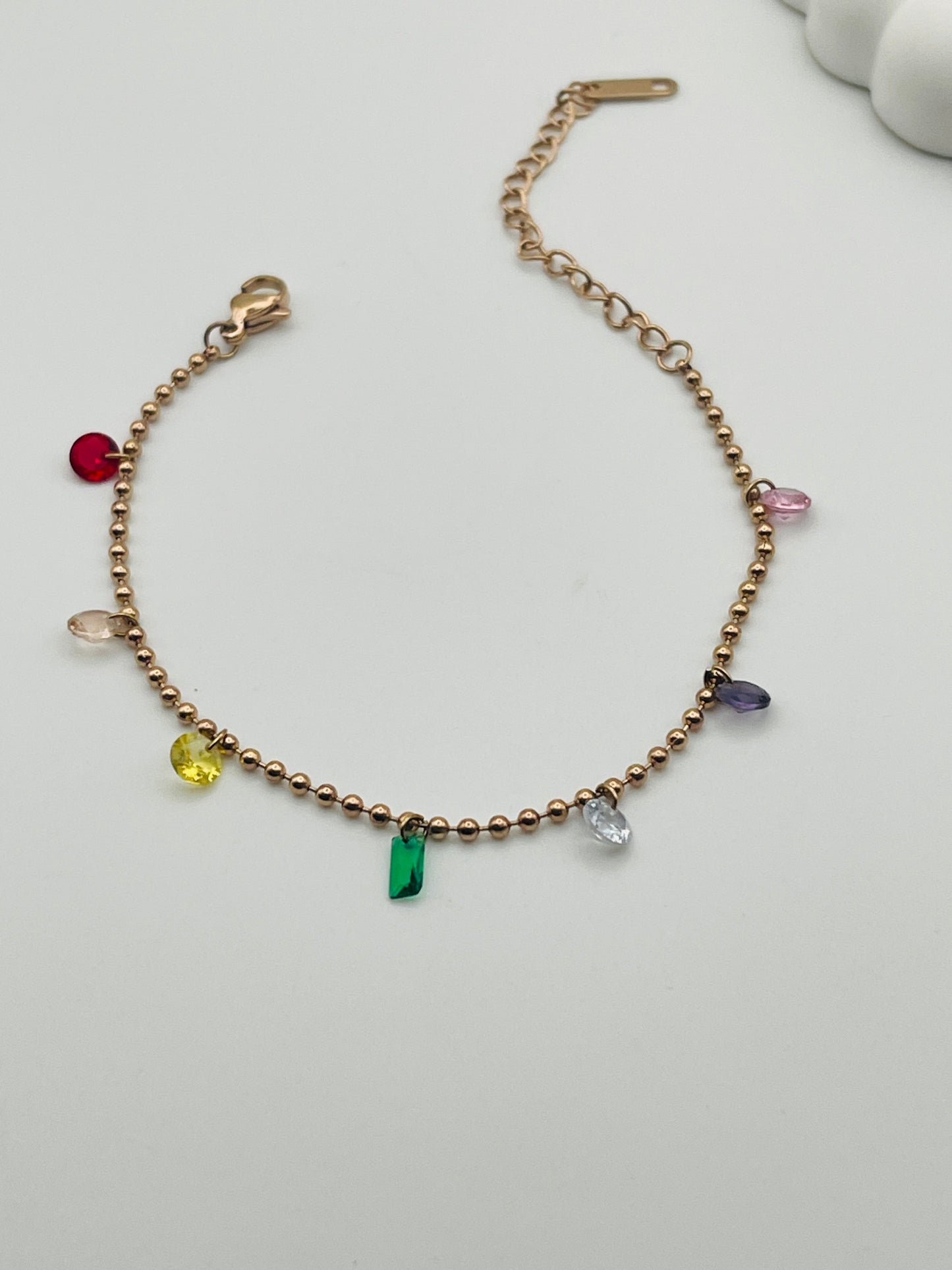 Rose Gold Vivid Crystal Drop Ball Bracelet