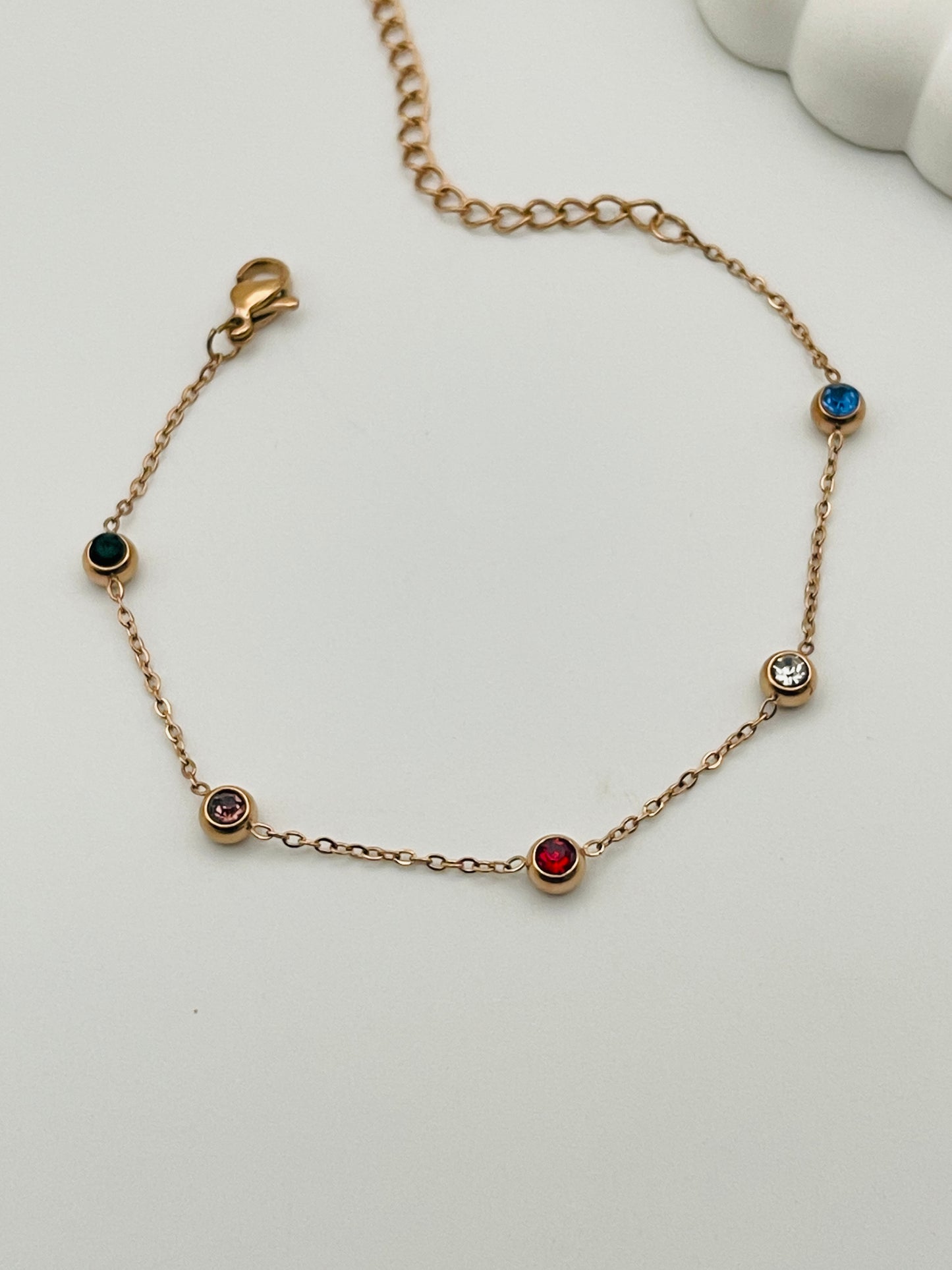 Rose Gold Minimalist Multi-Gem Bracelet