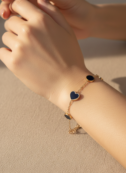 Midnight Heart-Circle Bracelet