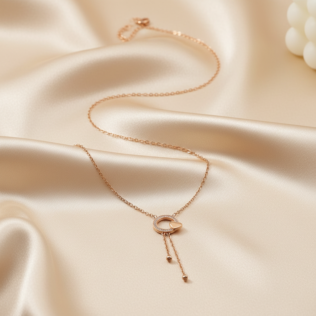 Rose Gold "Eternal Heart" Lariat Necklace