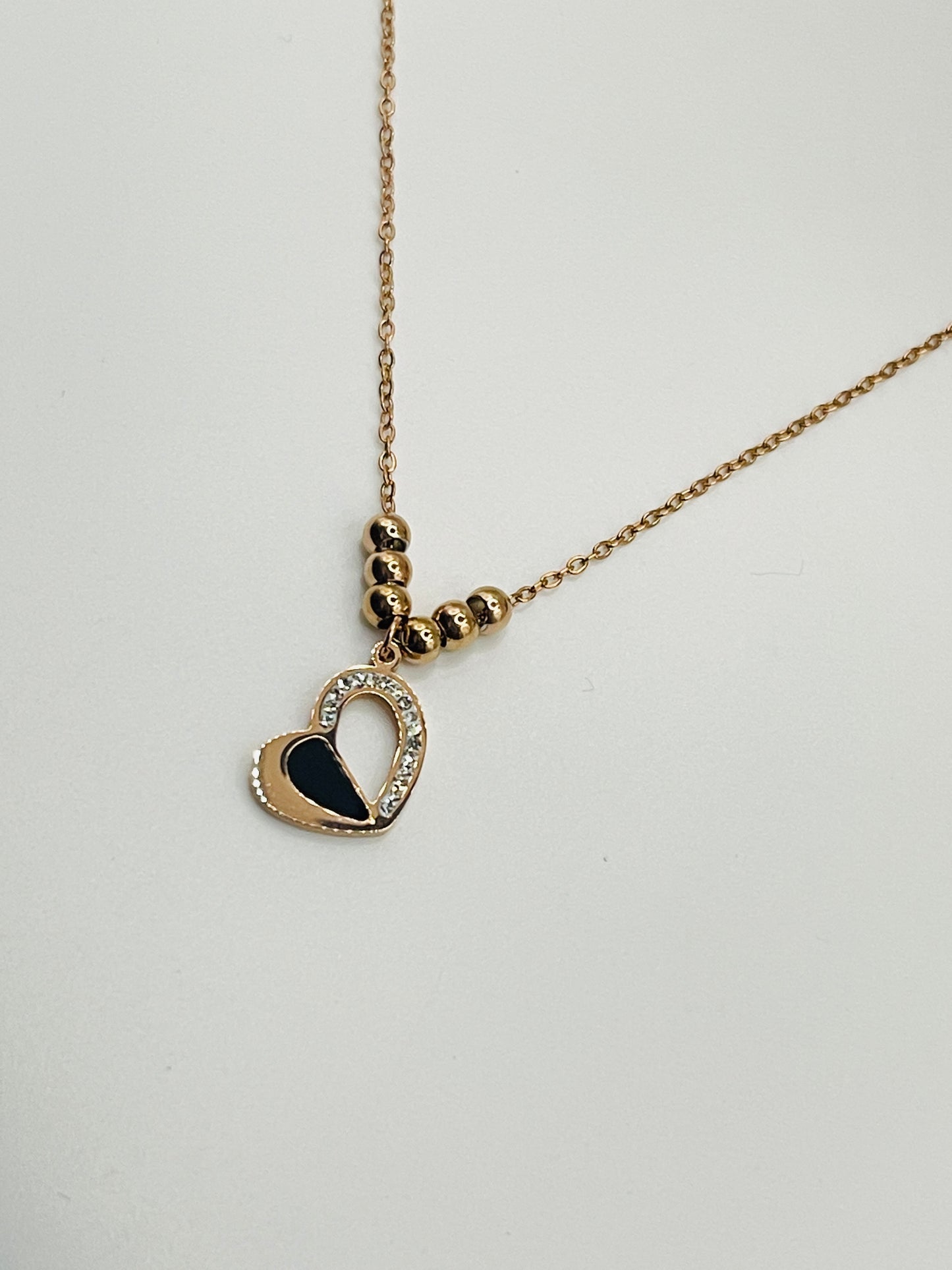 Rose Gold "Midnight Contrast" Heart Necklace