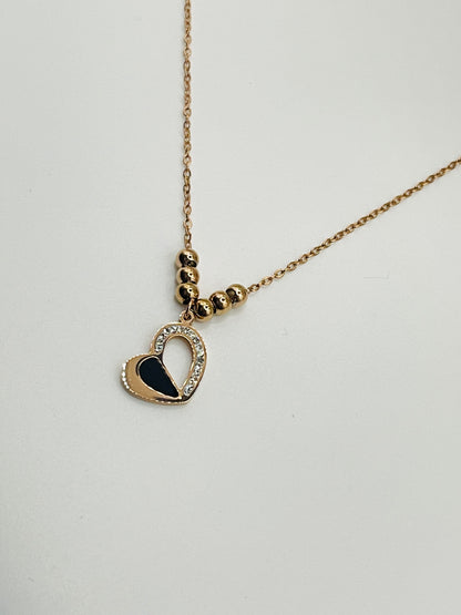 Rose Gold "Midnight Contrast" Heart Necklace